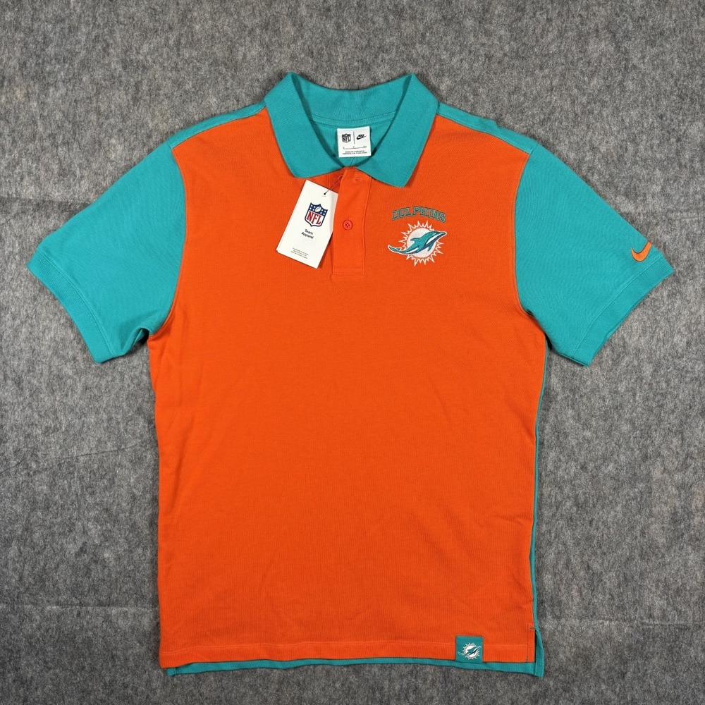 Nike Miami Dolphins Polo Shirt Men's Small NFL Cotton Orange Classic New